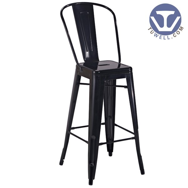 TW8004 Steel Tolix barchair, Dining barchair, restaurant chair, bistro barstool with backrest, steel barstool