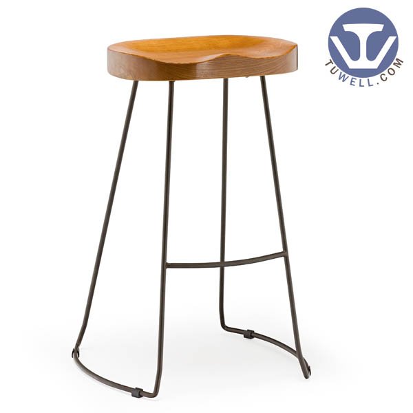 TW6101-L Steel bar stool metal dining bar stool with wooden seat Nordic style