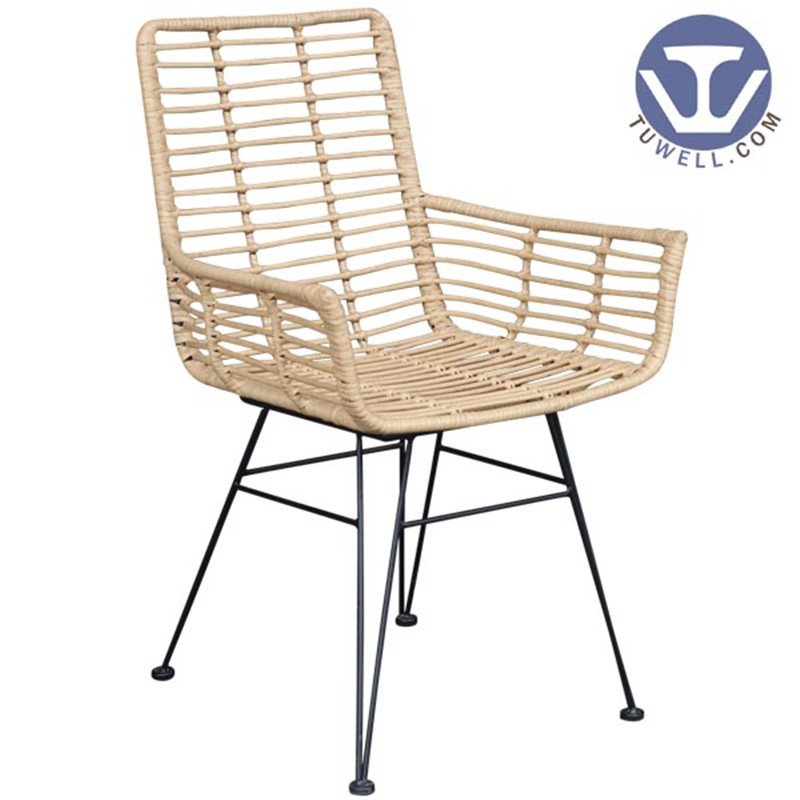 TW8710 Metal  PE rattan chair with natural color indoor and outdoor aluminum rattan funiture European leisure style
