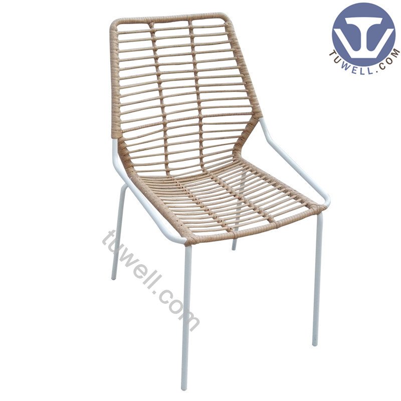 Tuwell-Tw8722 Metal Rattan Chair Natural Dinning Chair European-4