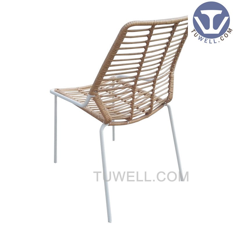 Tuwell-Tw8722 Metal Rattan Chair Natural Dinning Chair European-6