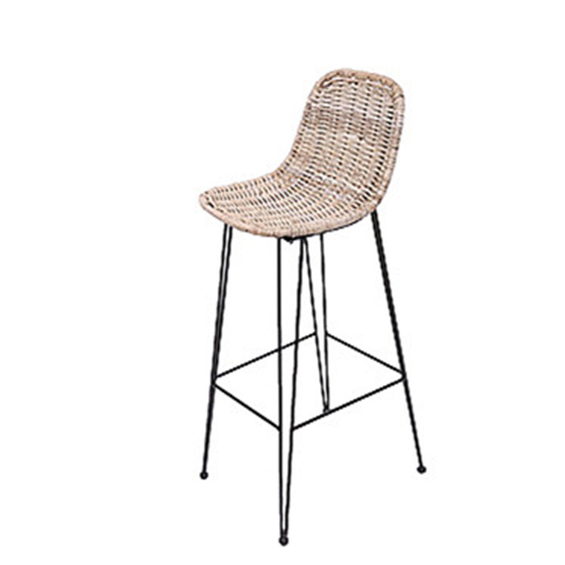 TW8729-L Natural Metal Rattan Bar Stool Dinning Chair