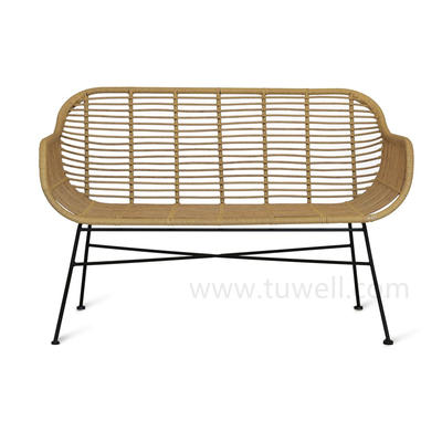TW8782 Morden and Fashion beige color PE plastic rattan steel Bench